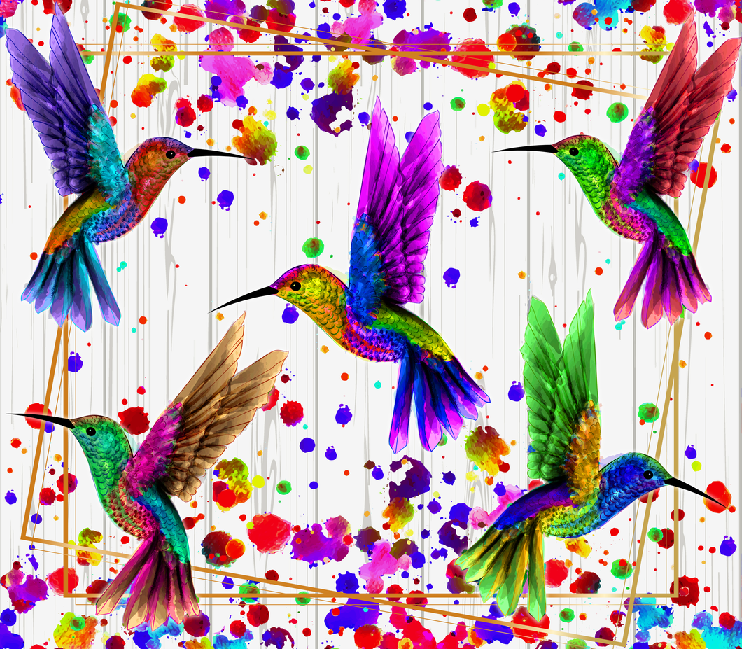 Tumbler wrap (Colourful hummingbird - White)