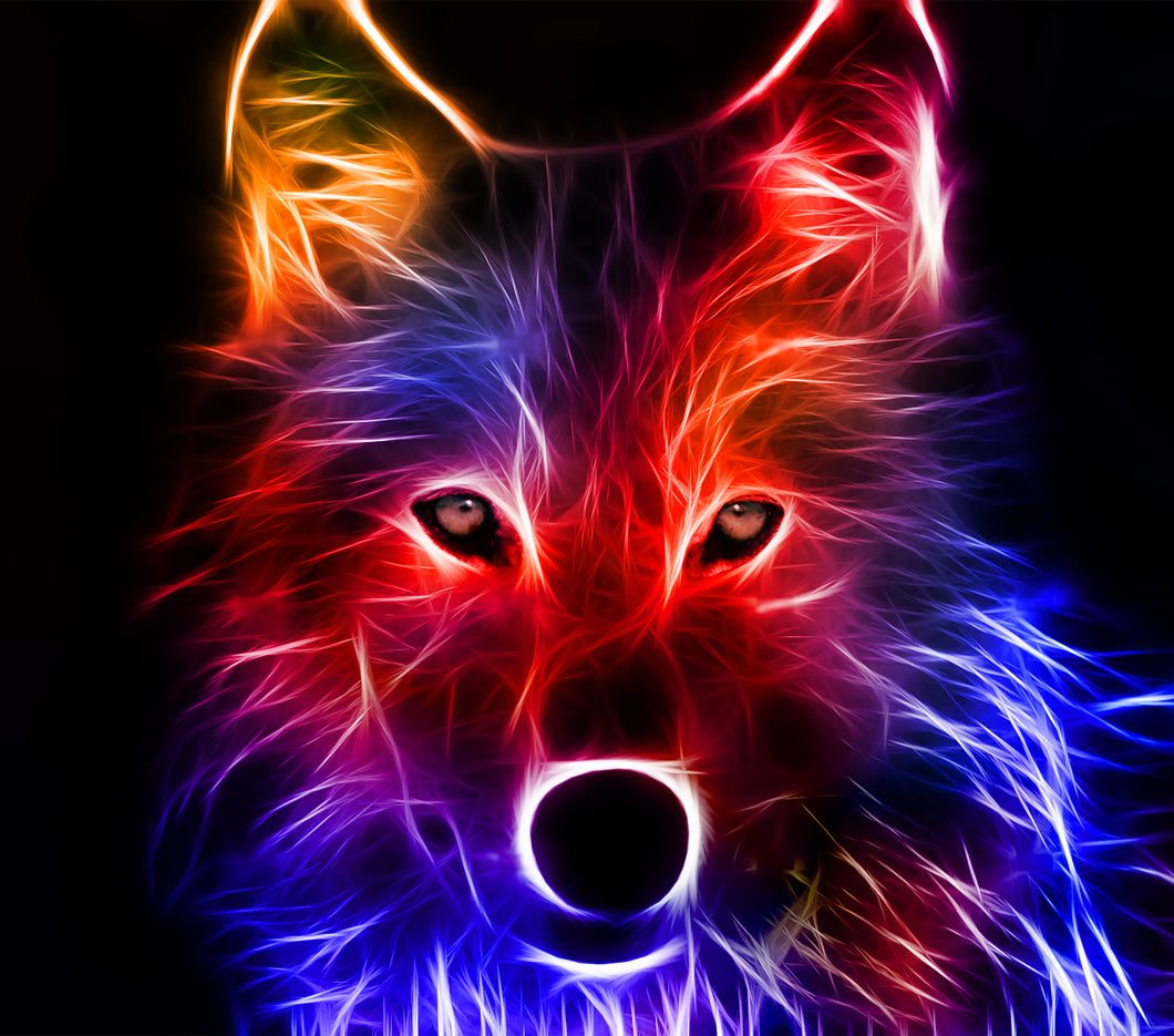 Tumbler wrap (neon wolf)