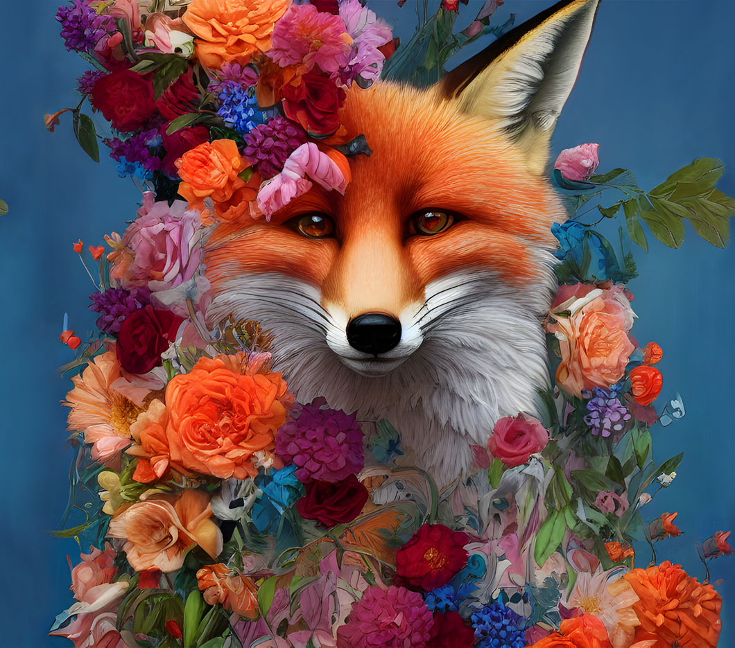 Tumbler wrap (Floral fox - blue)
