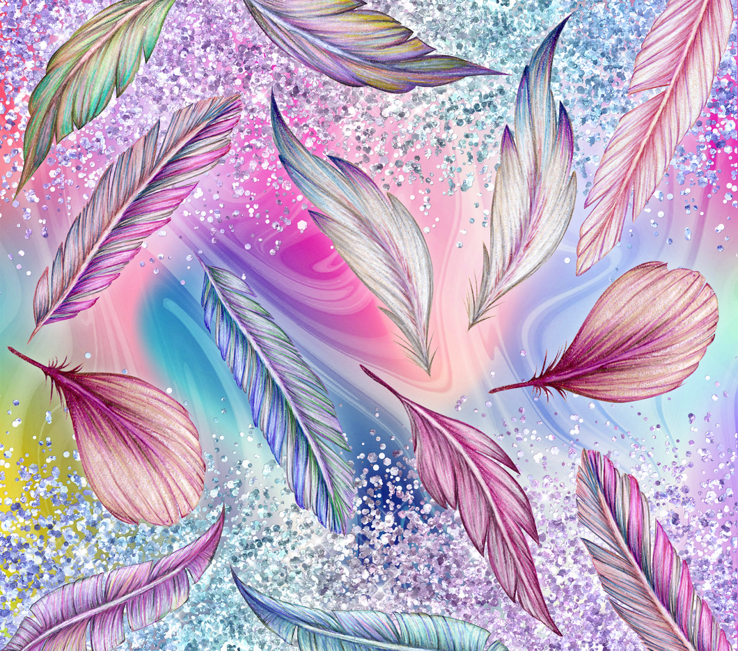 Tumbler wrap (Glitter feathers)