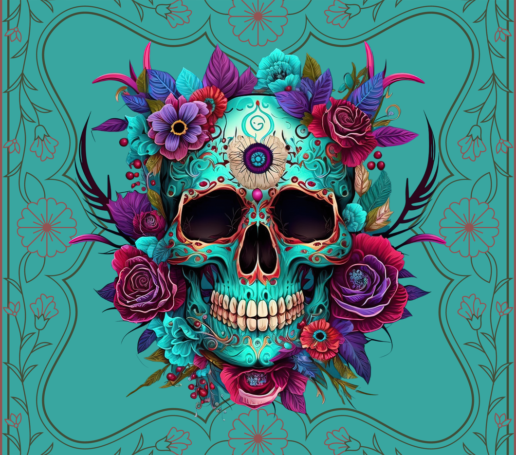 Tumbler wrap (Teal skull)