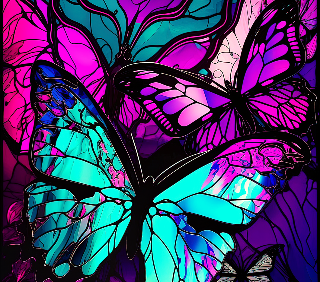 Tumbler wrap (Purple butterflies - Glass)