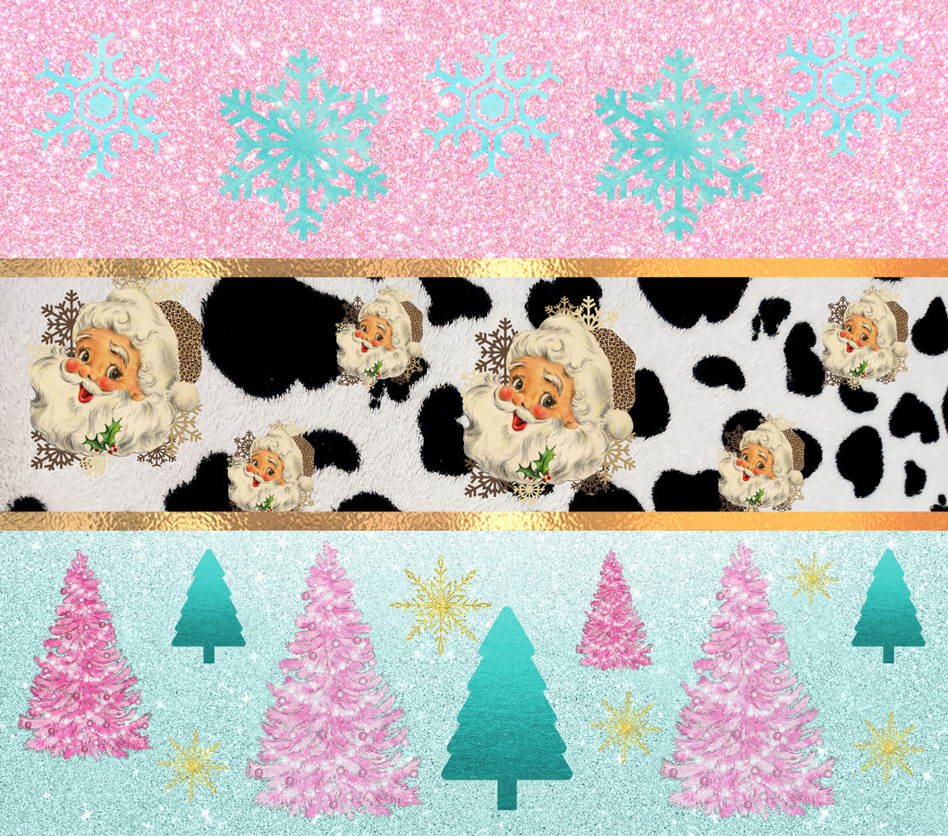 Tumbler wrap (Leopard pink Santa)